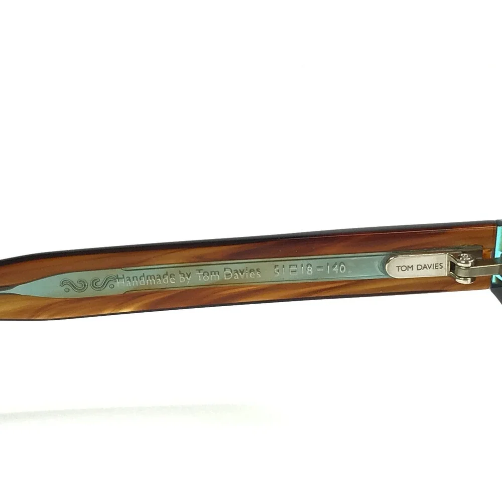 Tom Davies Eyeglasses Frames TD642 Col. 1826 Brown Horn Blue Rectangle 51-18-140